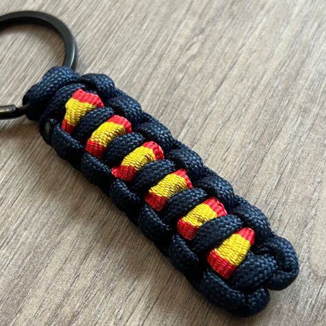 Llavero ESPAÑA de cordón trenzado marino