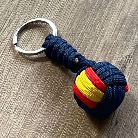 Llavero ESPAÑA de cordón trenzado marino